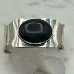 Sterling Silver 925 Black stone cuff Bracelet